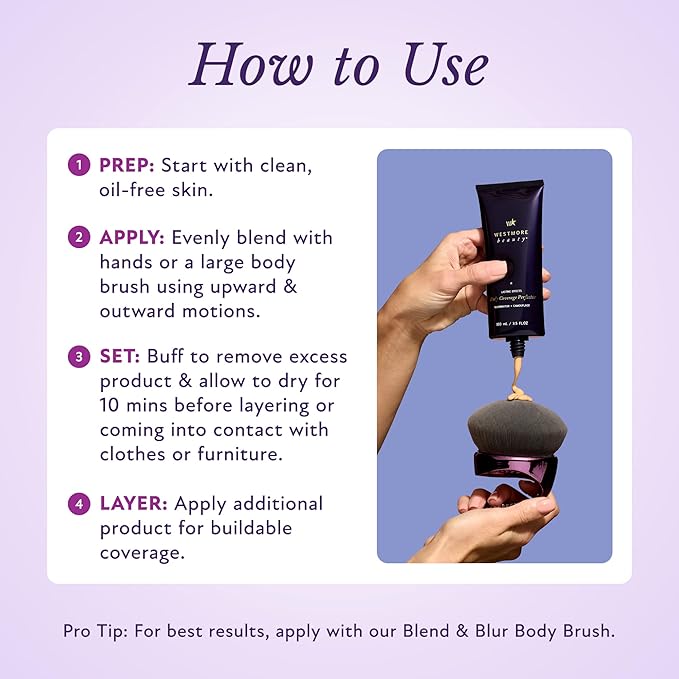 Westmore Beauty Body Coverage Perfector – Waterproof Leg & Body Makeup - Tattoo Cover Up Makeup - 3.5 Oz (Warm Radiance)