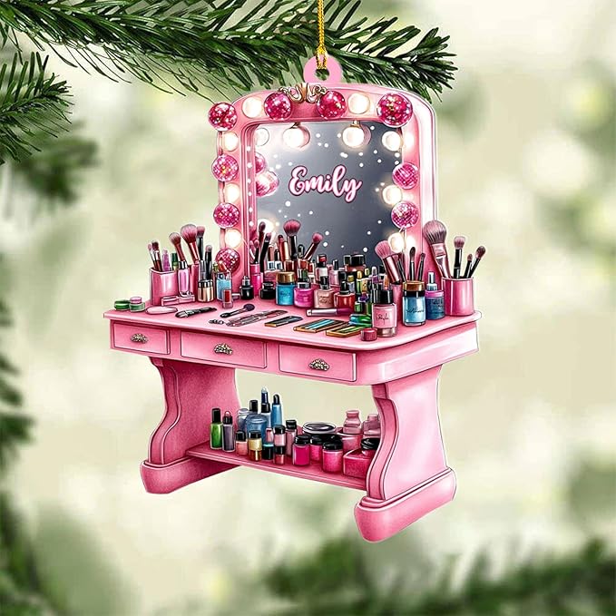 Personalized Makeup Tools Ornament – Custom Beauty Christmas Tree Decoration, Holiday Keepsake Gift for Makeup Artists, Cosmetologists, Beauty Lovers, Salon Owners, Families and Coworkers (MKH7)