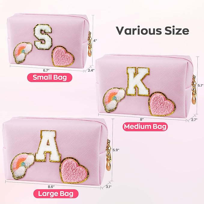 Birthday Gifts for Kids 4 5 6 7 8 9 10 11 12 year Old, Girl gifts Skin Care, Letter Pouch Cosmetic Toiletry Bag, Personalized Gift for Girl, Gift Bags