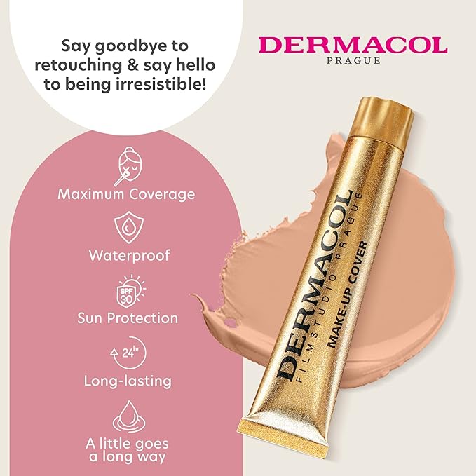 Dermacol - Full Coverage Matte Foundation with SPF 30, Waterproof Makeup for Oily Skin, Acne, & Under Eye Bags, Long-Lasting Makeup, 30g, Shade 209