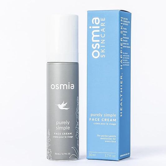 Osmia Skincare - Natural Purely Simple Face Cream For Sensitive + Reactive Skin | Apricot Kernel, Kukui, Rose, Chamomile Oils + Aloe | Clean Beauty For Healthy Skin (1.7 oz | 50 ml) NEW PACKAGING