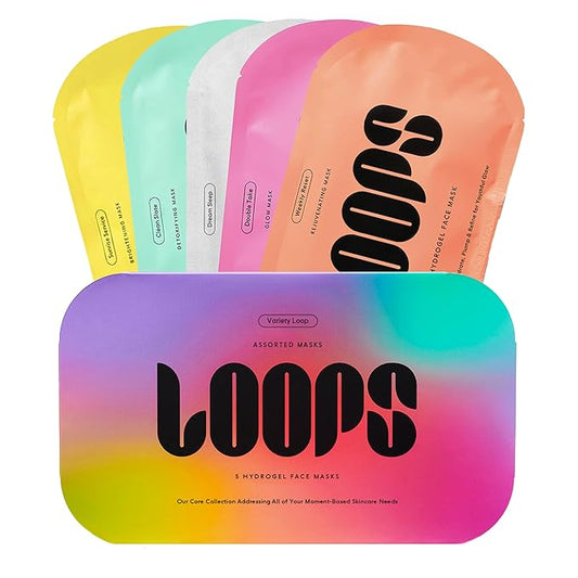 LOOPS VARIETY LOOP KIT - Hydrogel Korean Face Mask for Every Skin- Five Collagen Face Masks fo, Detoxifying, Repairing, Glowing, & Rejuvenating - Gifts for Women -5 Pc