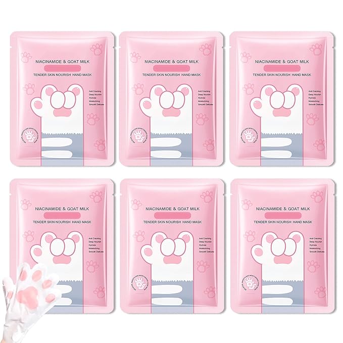 Hydrating Hand Masks, 6PCS Hand Mask Moisturizing Gloves for Men Women, Smooth Long Lasting Soft Exfoliating Hand Peeling Spa Mask Moisturizer Beauty Gift Set for Dry Cracked Rough Dull Hands（C)
