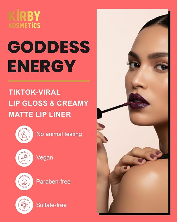 Lip Kit Duo – Goddess Energy - TikTok-Viral Precision Liner & Glossy Liquid Lipstick, Clean 2-Step Set with Hydrating Long-Wear Color – Bold Inclusive Beauty for Everyday Konfidence