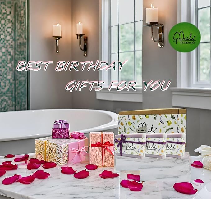 Natural Handemade Bar Soap for Men and Women with Essential oils, Scented Bar Soaps for Bath, Fragrance Gift Set (Pack of 3) Lavender