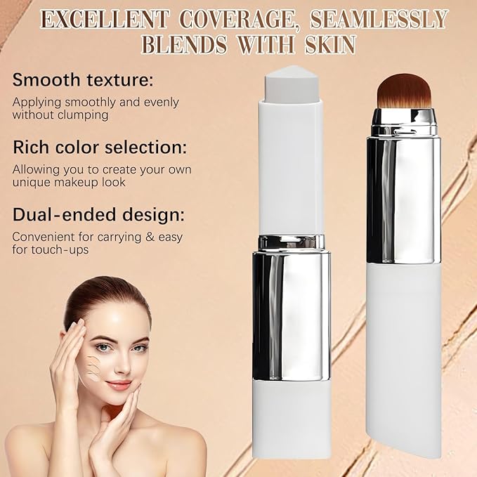 Blanc Cover Cream Stick, Color Changing Brightening Makeup Base, Hydrating Concealer, White Foundation for Flawless Look (Dark Skin)