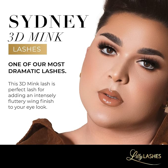 Lilly Lashes Sydney 3D Mink Lashes, Mink Eyelashes, The Original Lilly Lash For Wispy & Natural Look, Reusable Eyelashes up to 25x, Fluffy Lashes, Strip Lashes, Lash Glue not Included