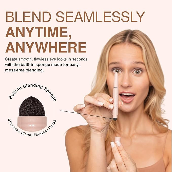 Palladio Waterproof Eyeshadow Stick with Blending Sponge, Long Lasting & Effortless Application, Smudge Free & Crease Proof Formula, Matte & Shimmer Shades, Buildable Eye Shadow (Taupe Shimmer)