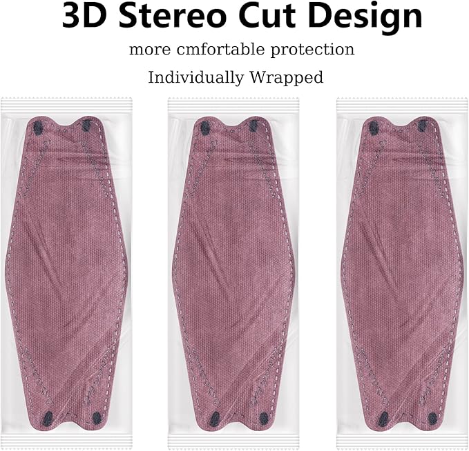 100Pcs KF94 Masks, Individually Wrapped 3D Fish Type Masks for Adult, 4 Layer Protective Face Mask