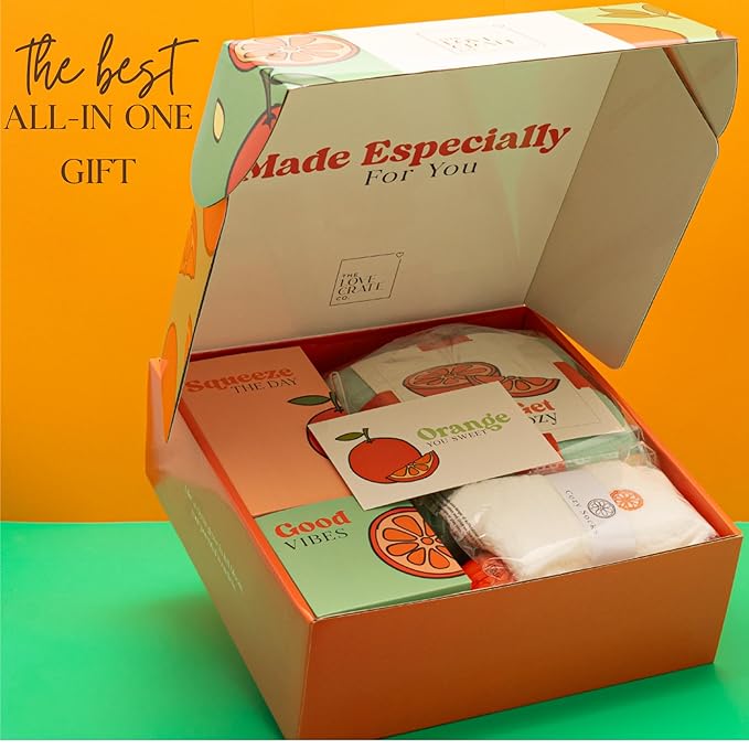 Self Care Package for Women – Thinking of You Self Care Kit, Orange Birthday Box for Her, Get Well Soon Basket, Spa Treat for Women, After Surgery Care Package, Thoughtful Gift Idea