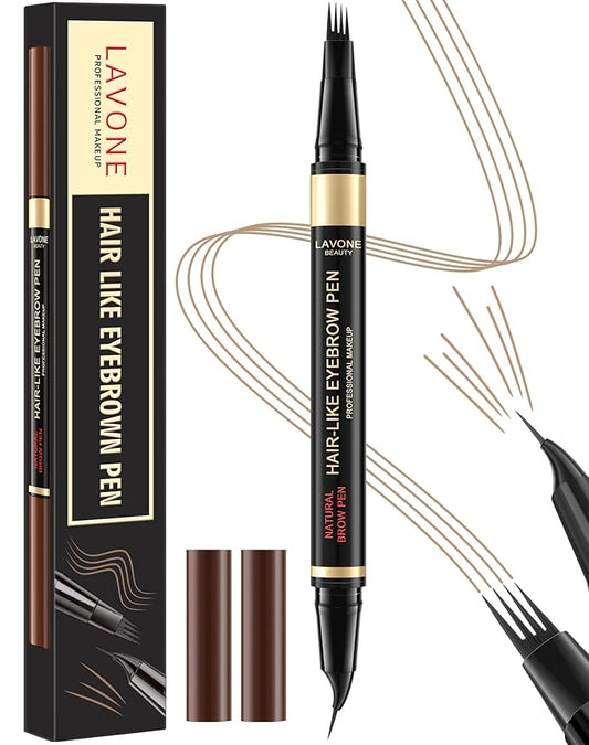 LAVONE Eyebrow Pen, 2-in-1 Eyebrow Pencils for Women with 4 Tip Microblading Eyebrow Pencil and Curved Precise Brow Pencil, Waterproof Eyebrow Pencil Create Full, Natural Hair-Like Brows, Taupe