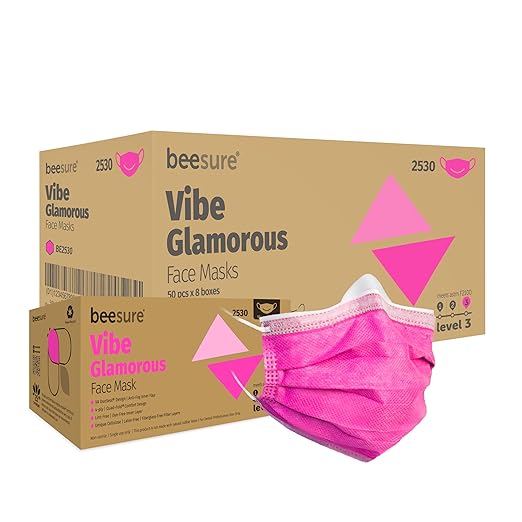 BeeSure - BE2530case Vibe Face Masks, Glamorous Pink (Pack of 400)