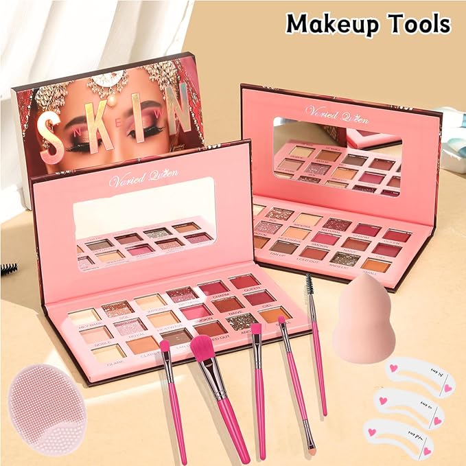 All in One Makeup Kit for Women Full Kit, 41PCS Professional Makeup Kit, Foundation Eyeshadow Lipstick Eyeliner Brush set, Complete Make Up Gift Set for Beginners and Professionals Alike
