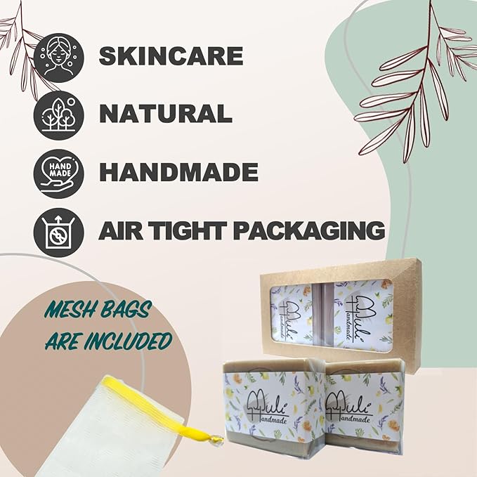 Natural Handemade Bar Soap for Men and Women with Essential oils, Scented Bar Soaps for Bath, Fragrance Regular Use Gift Set (Pack of 2) Artemisia Argy