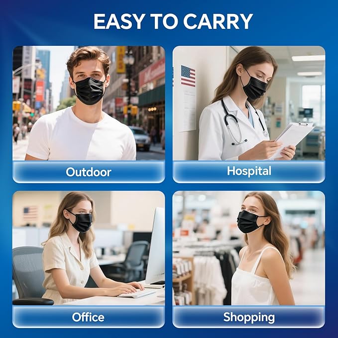 GTT ASTM Level 3 Highly Protective Disposable 3 Ply Face Masks with Individual Packaging, Breathable & Comfortable Mask