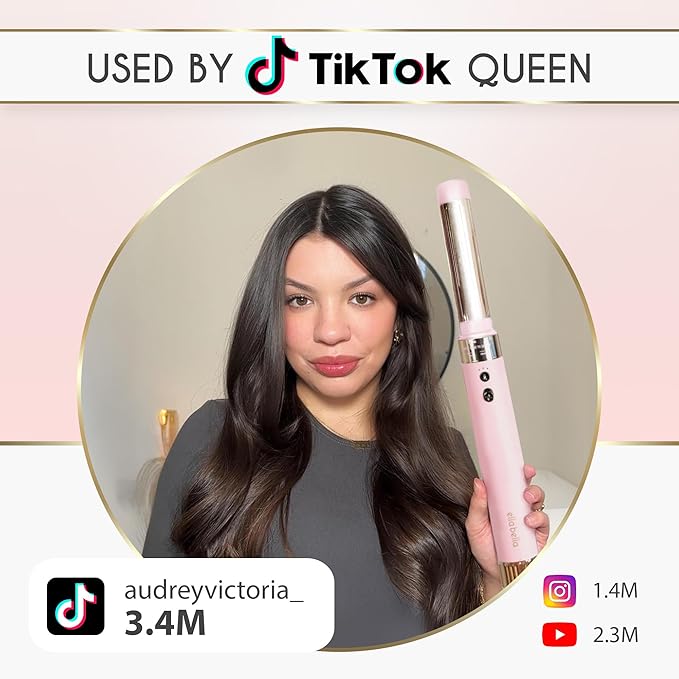 ELLA BELLA® 6 in 1 Professional Hot Air Styler • Powerful Hair Dryer & Straightener Set • Styling Without Heat Damage • Fast Drying Curling Volumizing Straightening • Protective Travel Case (Pink)