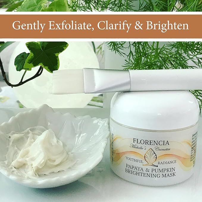 Florencia Papaya & Pumpkin Brightening Mask - Soft and Creamy, Gentle Exfoliating Facial Mask for Smoother, Brighter, Revitalized Complexion - Exfoliate, Renew and Glow, 2 oz