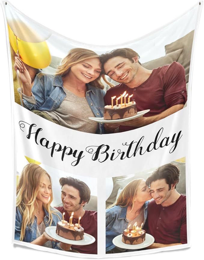 Custom Blanket with Photos, Personalized Photo Blankets Using My Own Photos, Customized Blankets with Pictures, Personalized Gifts for Birthday, Anniversary