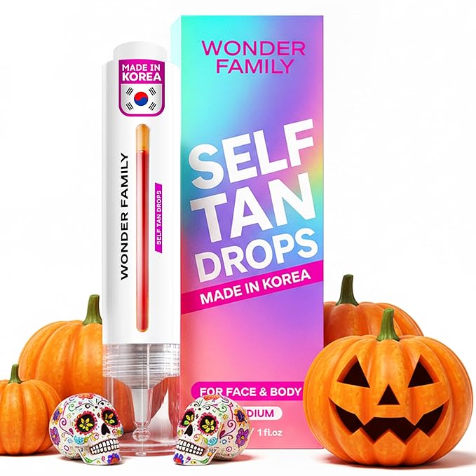 Self Tanning Drops Kit with Mixing Palette – Made in Korea with Natural Ingredients, Aloe Leaf Juice & Hyaluronic Complex Face & Body Non-Toxic, Fragrance-Free, Sunless Bronzing Glow – 1 fl oz