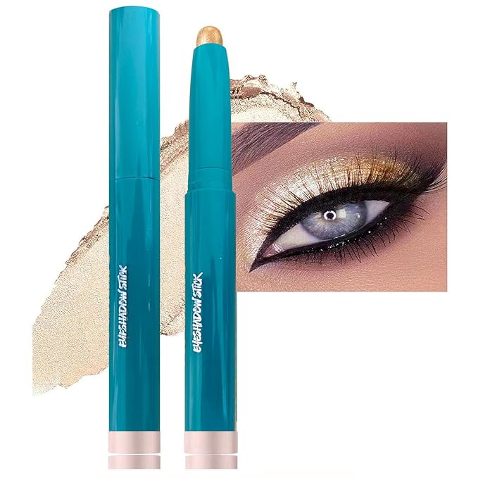 Eyeshadow Stick Eye Brightener Stick Eyeliner Pencil Cream Shimmer Glitter Smooth Eye Shadow Sticks Pencil Nude Primer Highlighter Natural Waterproof Long Lasting Champagne Shimmer # 02
