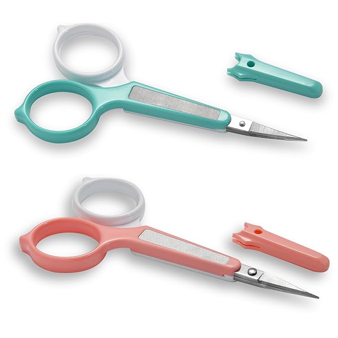 PAFASON High Precision Eyebrow Grooming Scissor Set, Beauty Makeup Cosmetic Tool, Curved, Straight Tip, Stainless Steel, Safety Case for Trimming Eyelash Extensions