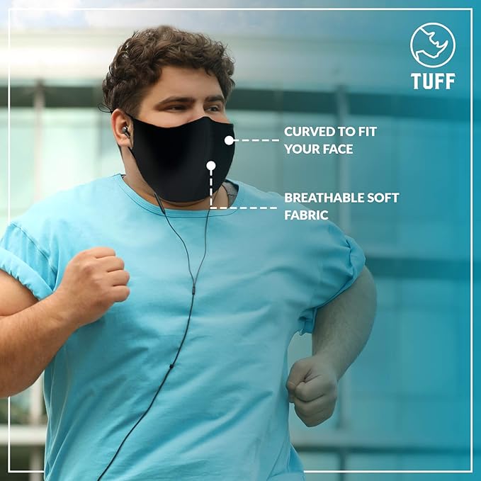 TUFF Face Mask Adult XL Large Size 3 Pack- C Shaped Design Making Breathing Easier