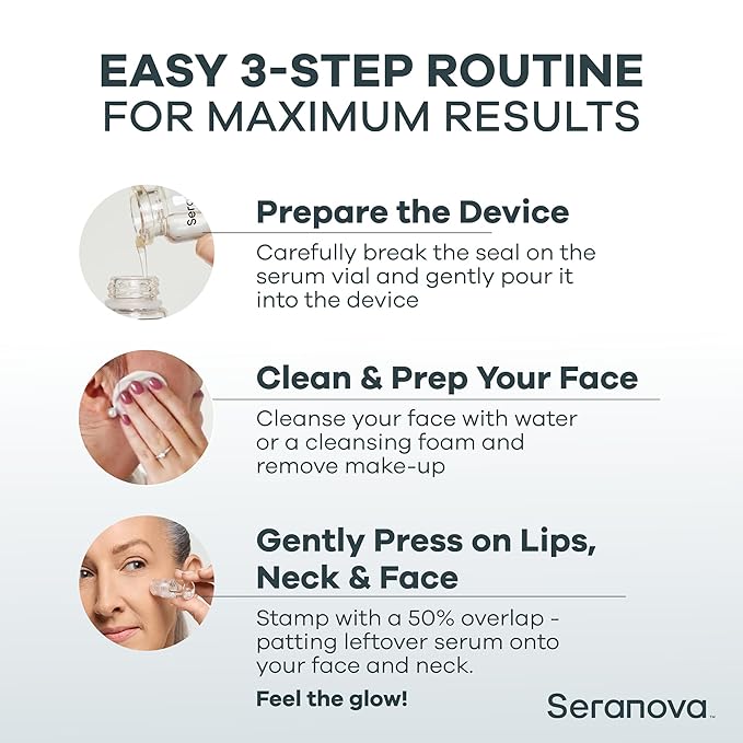 Seranova - Micro Infusion for Skin Care – with Collagen Peptides & Hyaluronic Acid, Face Serum and Stamp 0.05mm - 2 Month Supply