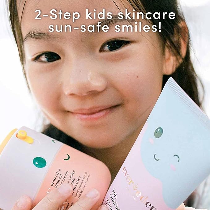 Kids Happy Morning DUO: Clean & Vegan Skin Care for Kids Bundle | Skin Care Cloud Face Wash + SPF 20 Mineral Face Cream | Non-Toxic | Non-Comedogenic | Fun | Easy-to-Use Skincare