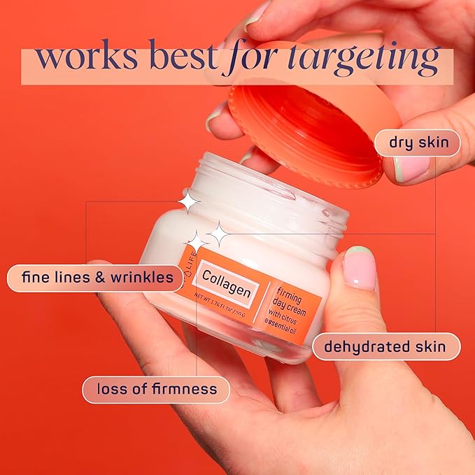 SpaLife Collagen Firming Day Cream for Dry Skin, Dehydrated Skin, Loss of Firmness, Fine Lines & Wrinkles with Collagen, Witch Hazel & Citrus Essential Oil – Plumping Face Cream, Collagen Moisturizer