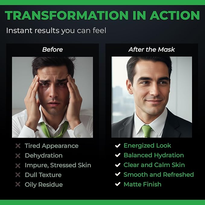 Hangover Detox Clay Mask for Men – Collagen Face Mask for Tired & Oily Skin – Recovery & Deep Pore Cleanser – 8.8 oz