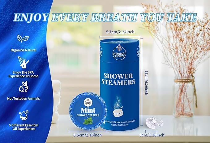 Shower Steamers Aromatherapy, 10-Pack Shower Bombs Christmas Stocking Stuffers for Women Mom Her Daughter Wife, Coolest Men The Boys Gifts for Him,White Elephant,Self Care- Relaxation