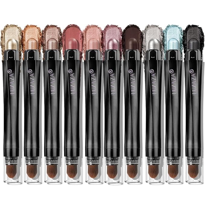Blue Eyeshadow Stick Makeup Set 10PCS, Neutral Shimmer And Matte Cream Eye Shadow Palette, Metallic Bronze Smoky Eyeliner Brightener Crayon Pencil Kit, Ideal Gift for Women -Mint Chocolate