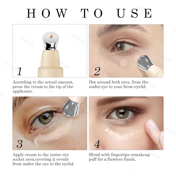 KYDA 6 Pcs Pink Mineral Under Eyes Concealer Kit, Included Eyes Concealer Cream+Loose Setting Powder, SPF 35, Eyes Color Corrector Set, Correct & Conceal Dark Circles, with Brushes and Makeup Puffs