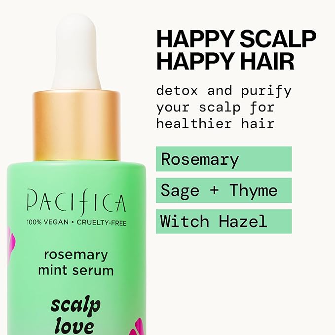 Pacifica Serum and Scalp Scrub Set – Rosemary Mint Scalp Love with Witch Hazel for Detox and Dry Itchy Scalp Relief, Vegan & Cruelty-Free, 2 oz & 4 oz (Set of 2)