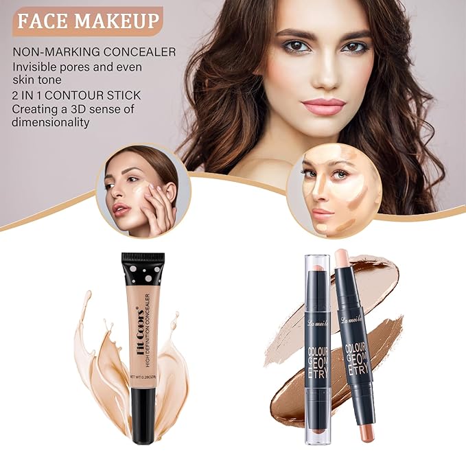 Makeup Set for Women, Basic Makeup Kit for Beginners & Professionals, Mini Makeup Set for Teens & Adults, Travel Make up Set for Girls, 9 Colors Eyeshadow Palette, Lip Gloss, Face & Eye Make up