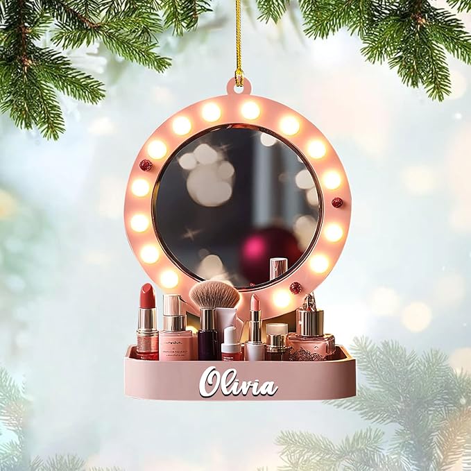 Personalized Makeup Tools Christmas Ornament 2024, Makeup Box Christmas Ornament Gift for Makeup Artist, Christmas Tree Decor for Makeup Shop, Gift for New Makeup Coworkers (MKH13)