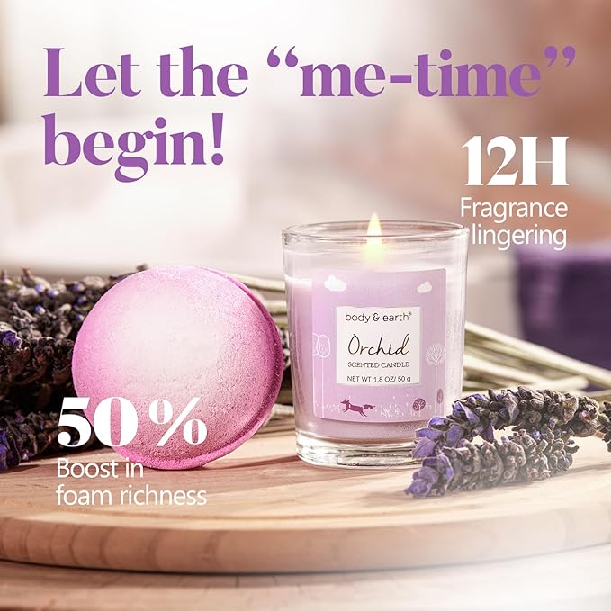 Spa Gifts for Women, Body & Earth 5 Pcs Gifts for Women Orchid Gift Sets, Bath and Body Womens Bath Gifts, Christmas Gift