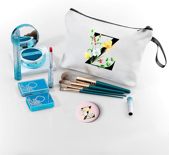 SEAMOON Initial Gifts,Monogram Gifts,Monogrammed Gifts for Women,Gifts for Mom from Daughter,Bride Gifts,Cosmetic Bag with Mirror,Sister Birthday Gift Ideas,Personalized Gifts,Christmas Gifts,Z