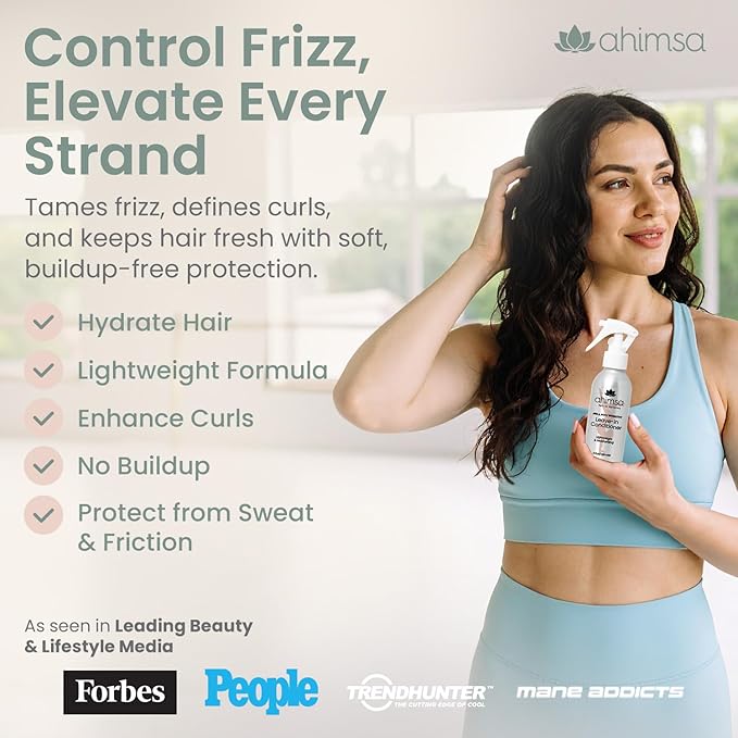 Ahimsa Leave-In Hydrating Conditioner for Dry Hair, Moisturizing Conditioner for Damaged Hair, Wavy, Curly or Color-Treated, Organic Anti-Frizz Moisturizing Conditioners with Coconut Oil Formula