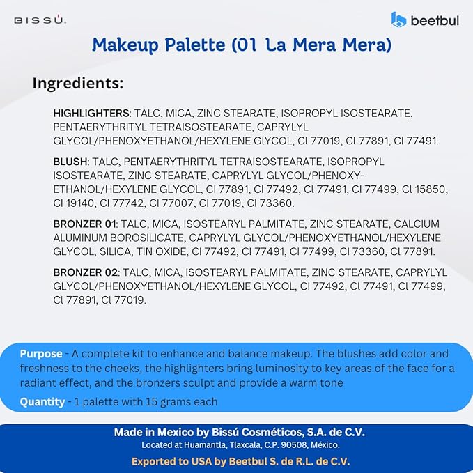 Makeup Kit Bissú 6‑Color Palette + Velvet Puff + 2 Finger Puffs + Makeup Sponge + Exfoliating Sponge (4 Styles) (01 Mera Mera)