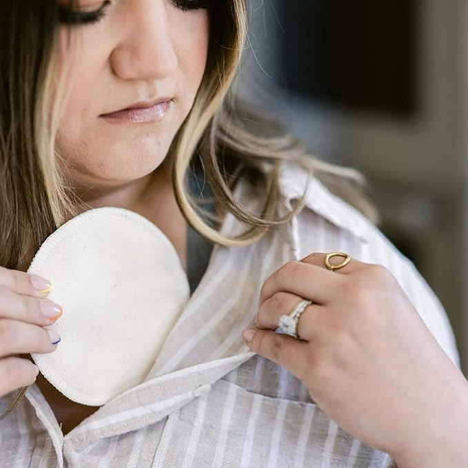 100% Cotton Washable Nursing Pads for Breastfeeding, Reusable & Breathable Leak Protection – 8 Pack (Natural)