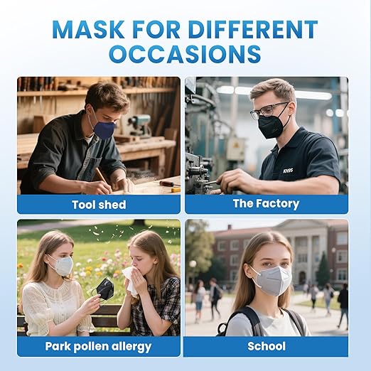 Borje KN95 Face Masks 50 Pcs, 5-Ply Protection Multicolor KN95 Mask, Disposable Face Masks for Adults