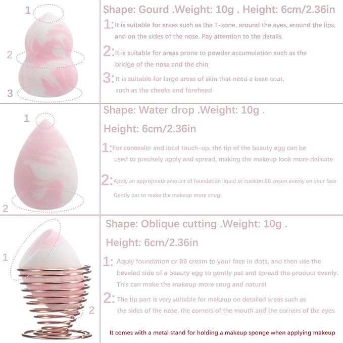 4PCS Pink Dual-Ended Makeup Brushes & Blending Sponge Set, Professional Foundation Concealer Eyeshadow Kabuki Brush with, for Liquid Powder Cream, Vegan & Cruelty-Free