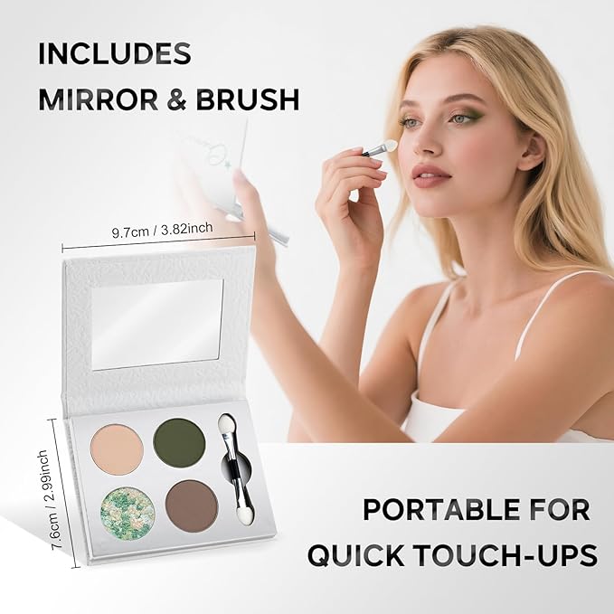 Color Nymph Eye Shadow Palette, Eye Makeup Pallet with Matte & Holographic Glitter Multichrome Finishes, Travel-Friendly Compact with Mirror & Brush, High-Pigment Long-Lasting & Blendable (Olive)