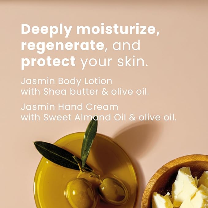 Panier des Sens - Jasmine Set for Women - Body Lotion + Shower Gel + Hand Cream - Christmas Gift for Her - Body Care Kit with 96% Natural Ingredients - Self Care Gifts for women