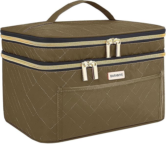 Makeup Bag Women, 8.8L Large Cosmetic Train Case, Make up Bags Organizer Box Travel-Size Accessories Bottles, Brushes, and Skin Care Products, Toiletry Bag for Women Pink 2.33 GAL