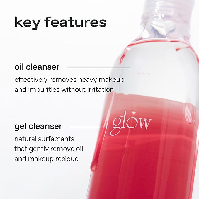 glow guava facial cleanser : hypoallergenic face cleanser & makeup remover, oil-gel hybrid, non-drying, all-in-one cleanser for hydration, 6.4 oz