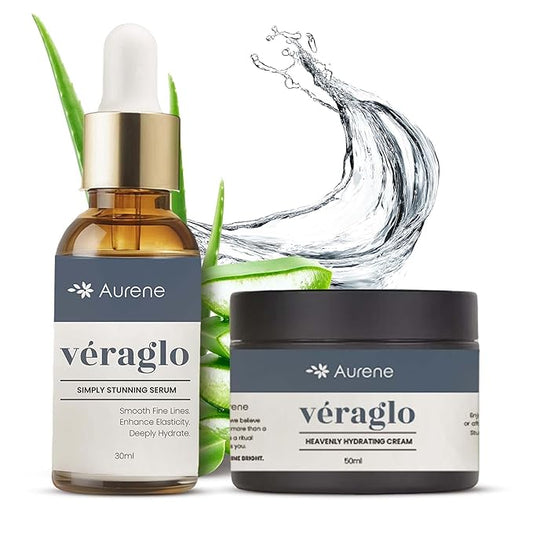 Véraglo Simply Stunning Skincare Set, Retinol Face Serum and Hydrating Cream, Anti-Aging Brightening Moisturizer with Hyaluronic Acid and Collagen for Wrinkles, Fine Lines and Dark Circles