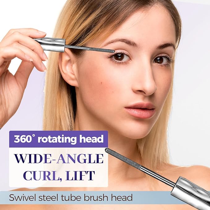 Waterproof Quick Drying Curling Mascara, Upgrade 3D Curling Metal Wands Mascaras Black, Iron Wand Mascaras Metal Mascara Wand No Flaking, No Clumping (A-2Pcs)