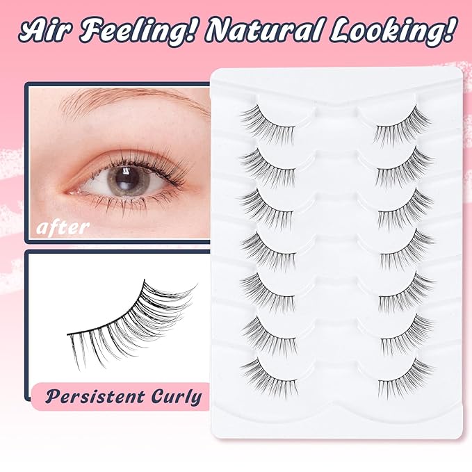 Half Lashes Cat Eye 10MM False Eyelashes Natural Look C Curl Corner Lashes Short Fake Eyelashes 7 Pack Corner Lash Pack Half Eyelash Siligli